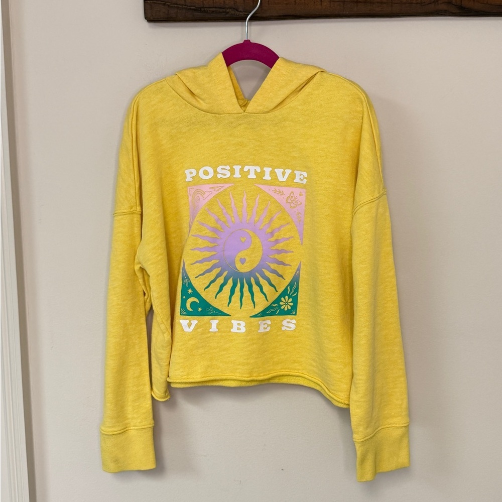⚡️3/$20⚡️Old Navy: Girls Light Weight Cropped Hoodie, Positive Vibes, XL (14-16)